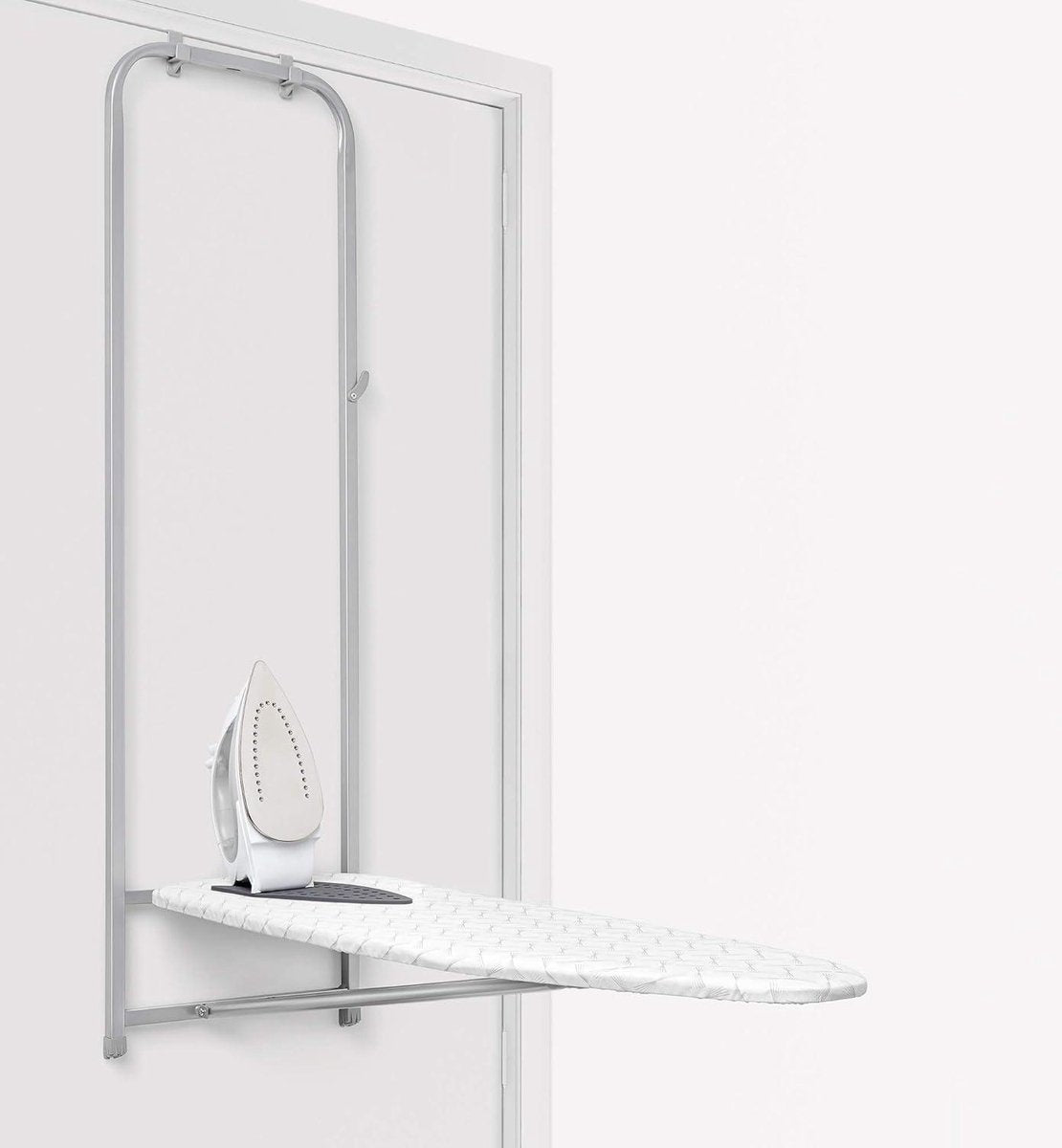 Opbergruimte voor strijkplank van siliconen, grijs 33x110 cm - Muur, deur of kast 5x133x385 cm