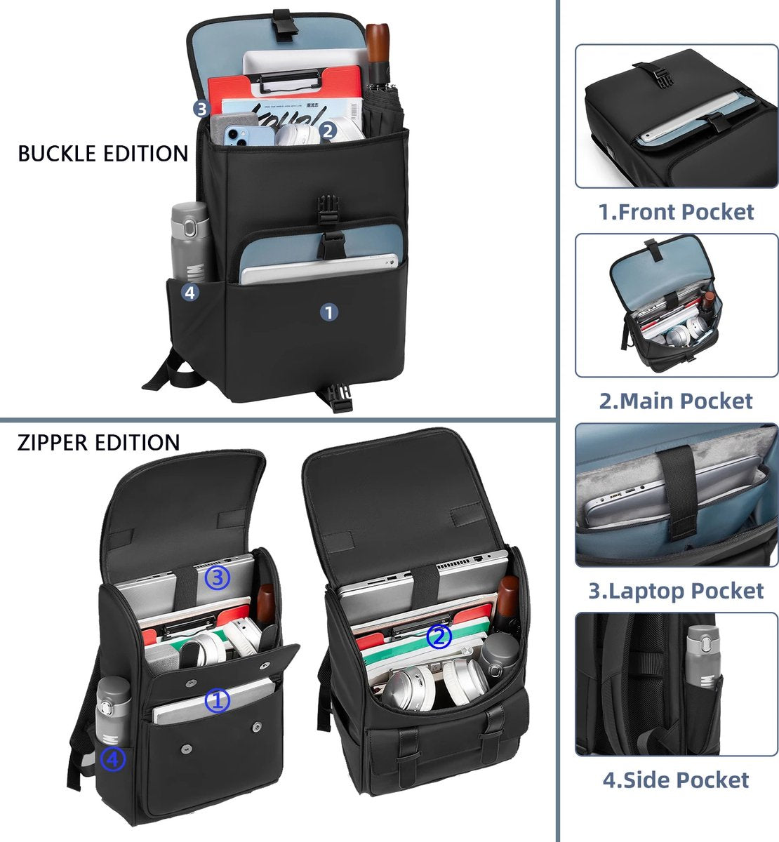 Uniseks Comfortabele Rugzak Luxe Stijl Voor School Kantoor Reizen Rugzak Geschikt Voor 15.6 Inch Laptop Reistas Zwart