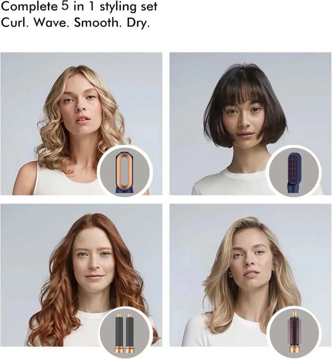 Hairwrap pro - 5-in-1 multistyler - Airstyler - Krultang - Föhn - Föhnborstel - Incl. leren opbergcase