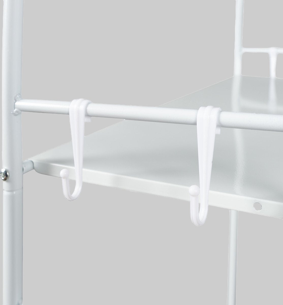 LG Life's Green wasmachine ombouw – Ruimtebesparende wasmachinekast – Opbergrek met 3 planken en handdoekhaakjes – Stabiele constructie – B65 x D25 x H175 cm – Wit