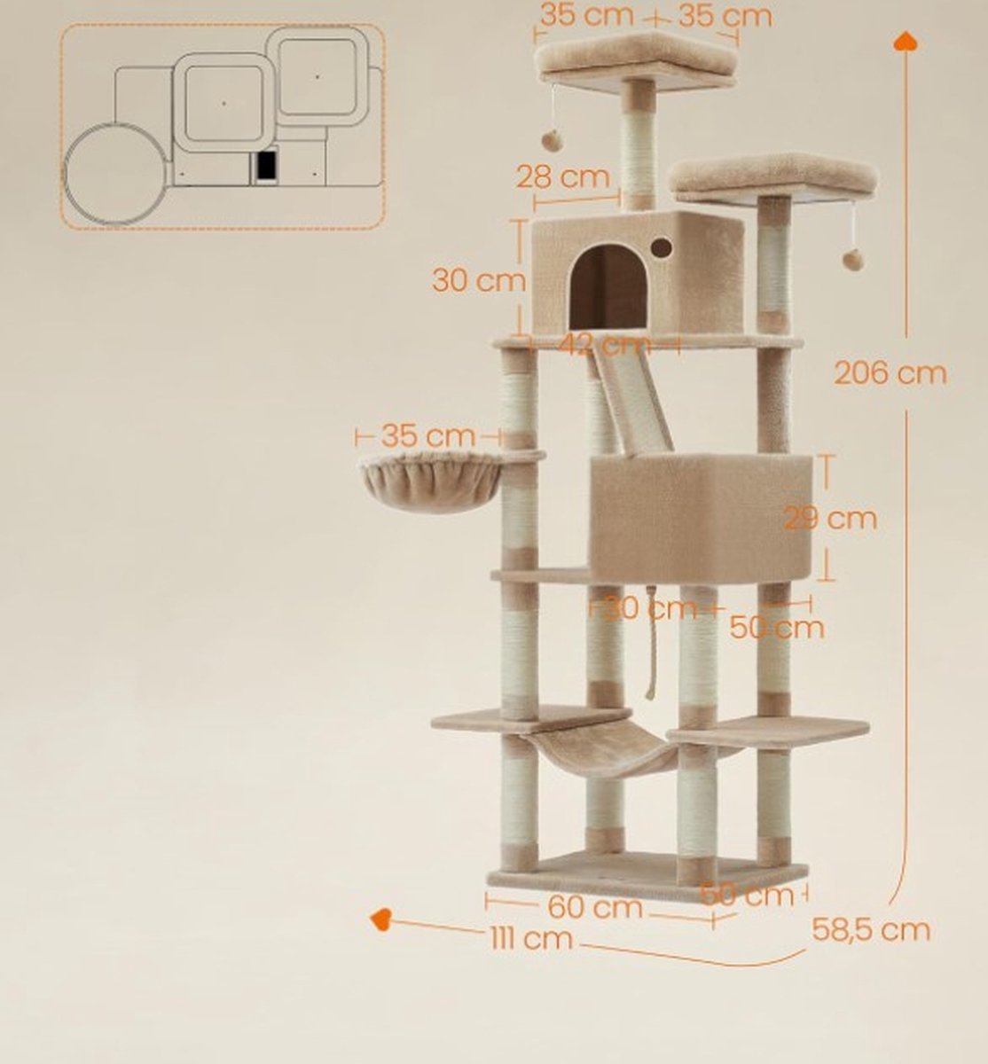 Scratching post for heavy cats - Tall scratching post - Log scratching post - Scratching post for large cats - Cat tower - Ceiling scratching post - Sturdy scratching post - Scratching post for cats - XXL - Cat enclosure