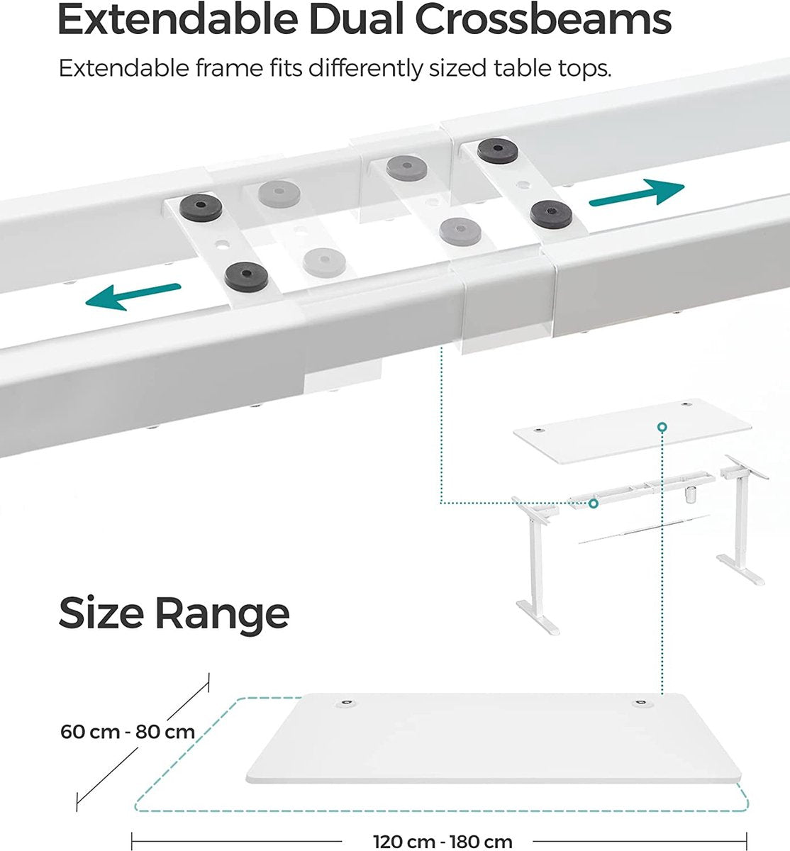 Electric Sit Stand Desk - Height Adjustable Table - 140 x 70 x (73-114) cm - White