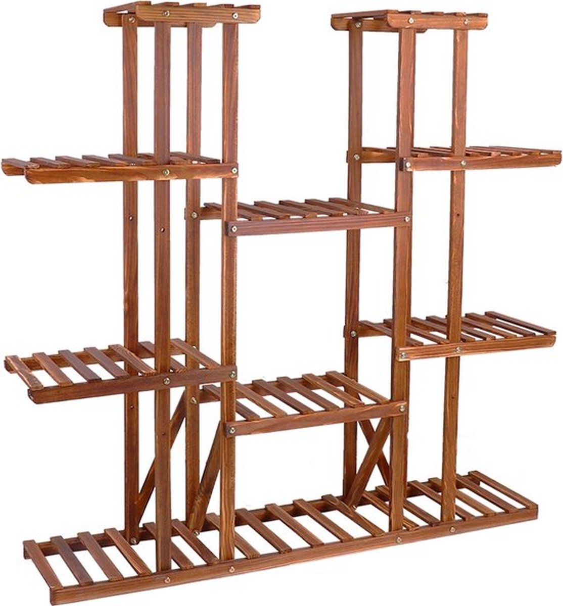 Plant standaard - Ca 10 tot 13 planten - Wandrek - Plantenrek - Tuin - Huis - Binnen & Buiten - 10 Laags - Hout