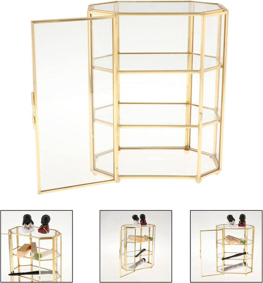 Sieradenkistje met 3 niveaus - Glazen make-uporganizer - Multifunctionele vitrine - Make-up opbergen - Tafeldecoratie make-uptafel