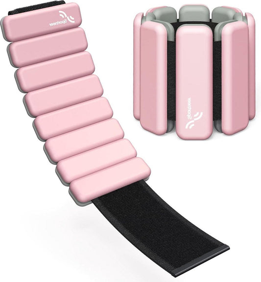 Portable gewichtsmanchetten - 1 kg en 1,5 kg - voor dames en heren, enkelgewichtset voor yoga dans aerobic hardlopen wandelen roze Weight cuffs