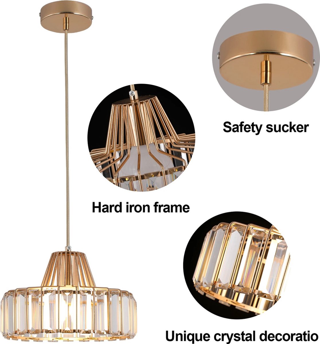 RM Store® - Luxe Kristallen Hanglamp - Eettafellamp - Hangende Plafondlamp - Woonkamerlamp - Scandinavische Moderne Lamp - Goud
