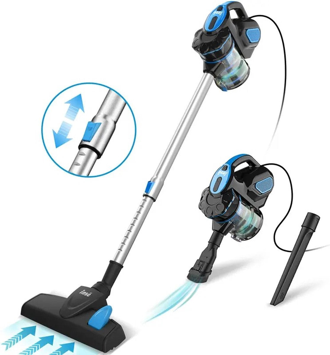 Steelstofzuiger - Met Snoer - 1.3 Liter - 25000Pa - 600W - 18Kpa - 5m Snoerlengte - 4-in-1 HEPA Filter