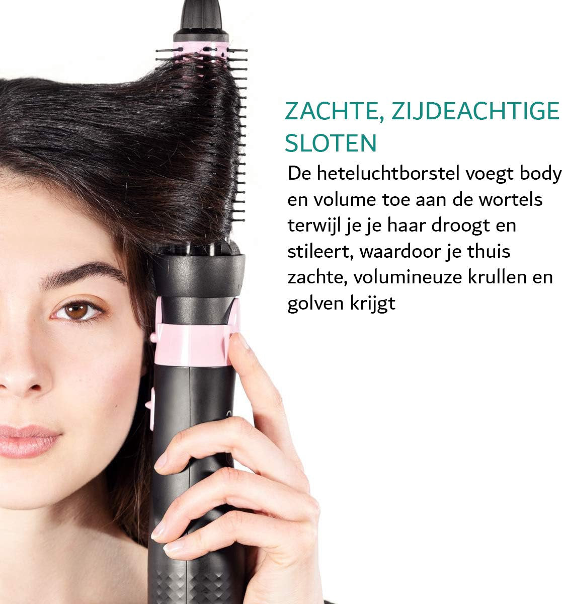 Föhnborstel - Met Diffuser - Föhnborstel - Haardroger met Borstel - Incl 4 Opzetstukken - Zwart
