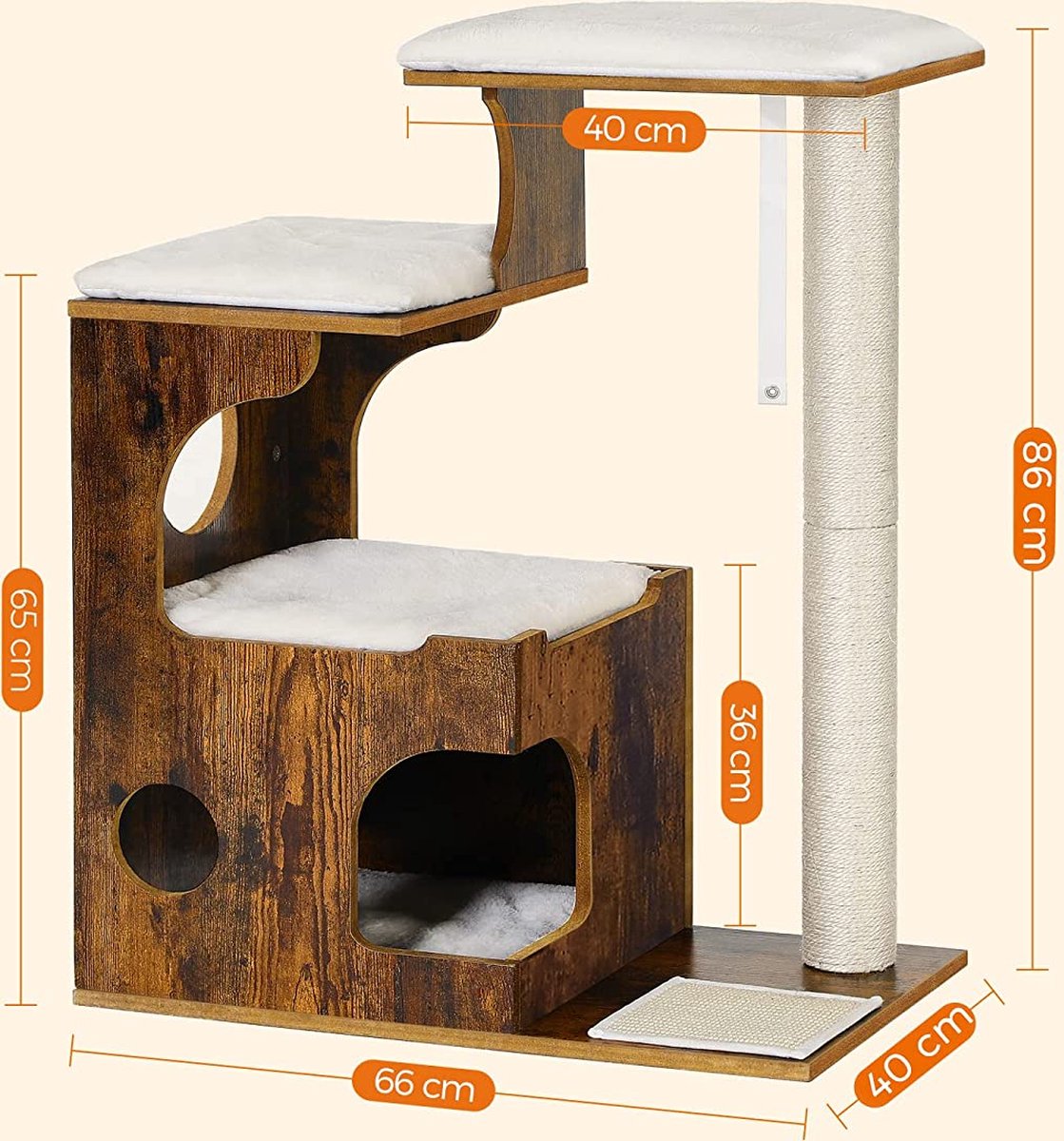 Luxe Krabpaal - Hout - Bruin - 88cm