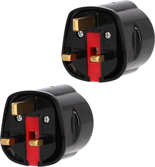 Reisstekker adapter VK 3-polig Engeland - 2 stuks - EU Schuko - type G - zwart
