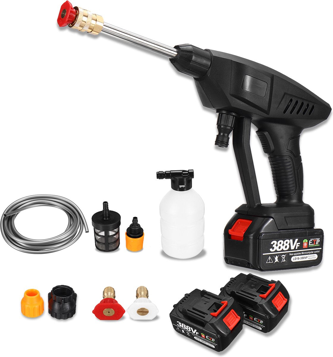 Accu hogedrukreiniger - draagbare drukreiniger met 2 accu's voor auto, tuin, terras, ramen