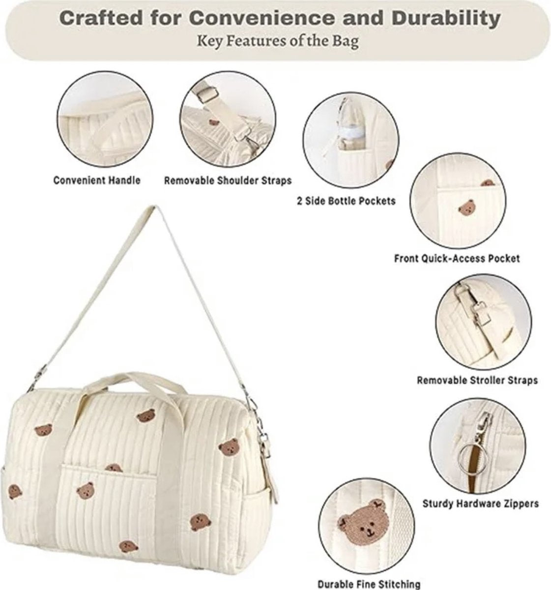 Luiertas - Mombag - Schoudertas - Verzorgingstas - Kraamcadeau - XL - Olijf - Beige