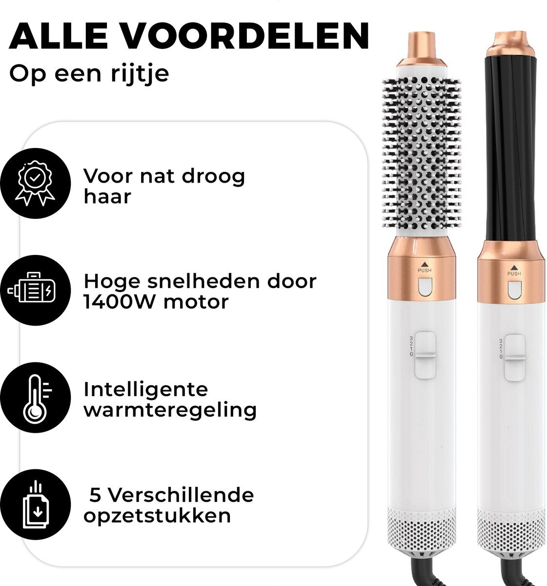 Airstyler krultang 5-in-1 Multistyler - GOUD - Föhn - Haarstyler - Föhnborstel - Haardroger - Krulborstel - Stijlborstel