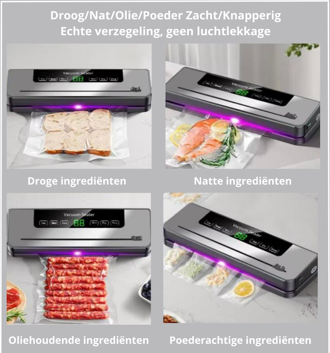 Vacumeermachine - Vacuüm Sealer - Foodsaver - Vacuümmachine met Slangaansluiting - Inclusief Vacuümzakken