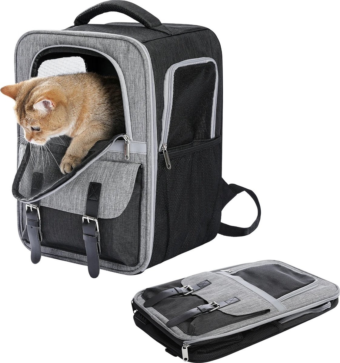 Luxury Dog Bag (L) - Travel bag - backpack for dogs and cats - 40x30x23.5cm - pet cat transport - cat bag - dog carrier bag - transport take along holiday - dog carrier travel bag - carrier - Grey