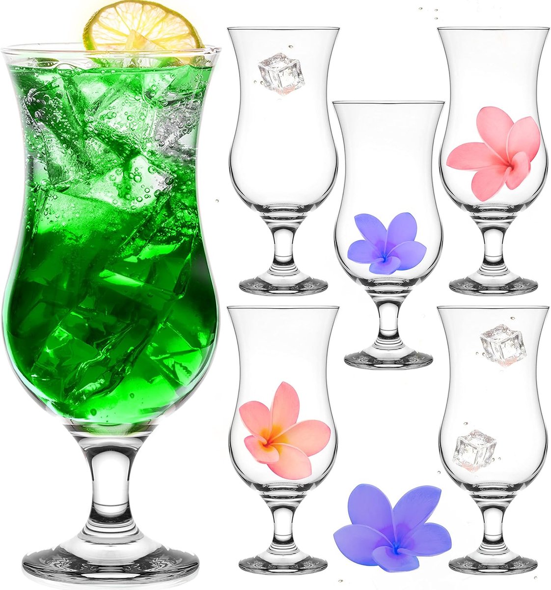 Cocktailglazen 400ml (max. 470ml) gemaakt van glas Set (6-Delig) Longdrinkglazen Partyglazen Milkshake Glas Groot