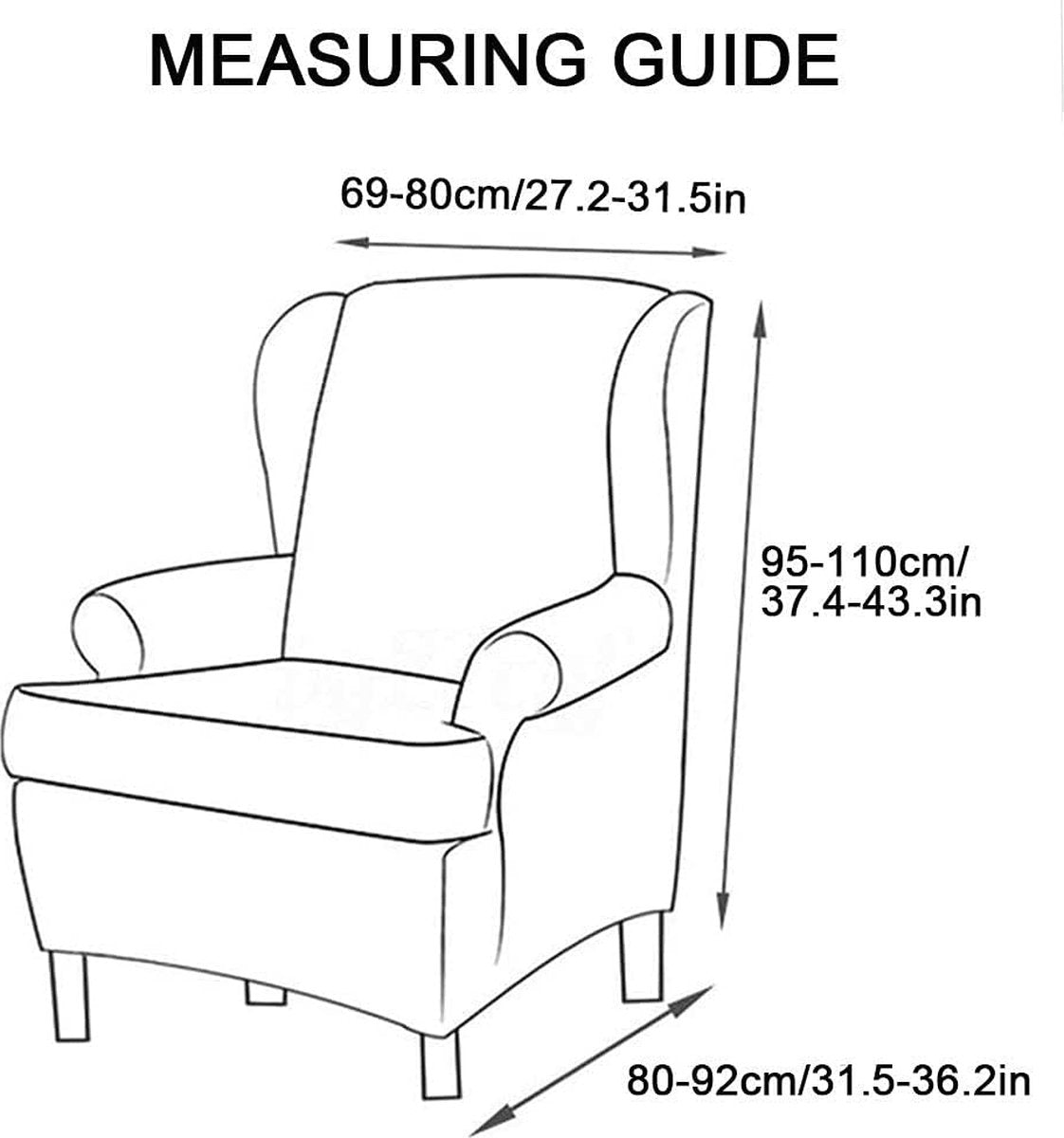 Stoelhoes voor oorfauteuil, 2-delige set, rekbare hoes van wasbaar elastaan, meubelbeschermer voor oorfauteuil in woonkamer, slaapkamer of hotel (geurige rode bloem)