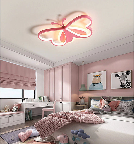 Butterfly Hearts Ceiling Lamp - Modern Lamp - Pink - 50 cm - Ceiling Light - Chandelier - Children's Room Lighting - 3 Colors - Animal Theme