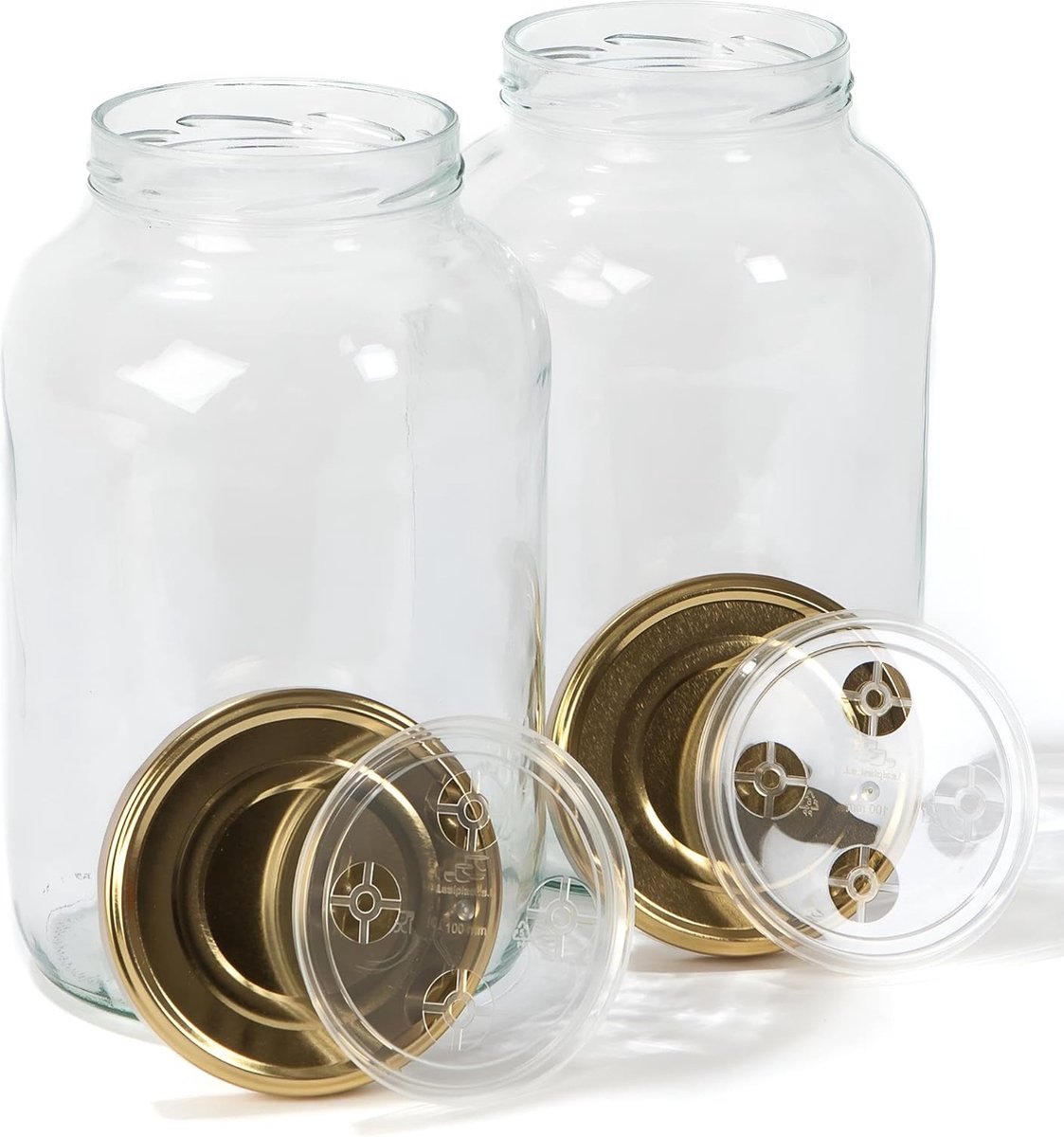 Pots with lid - 4.25 liter fermentation pot for making kombucha, kimchi, kefir - wide mouth jar for canning, fermentation - (2 GLASSES WITH 4.25 LITER)
