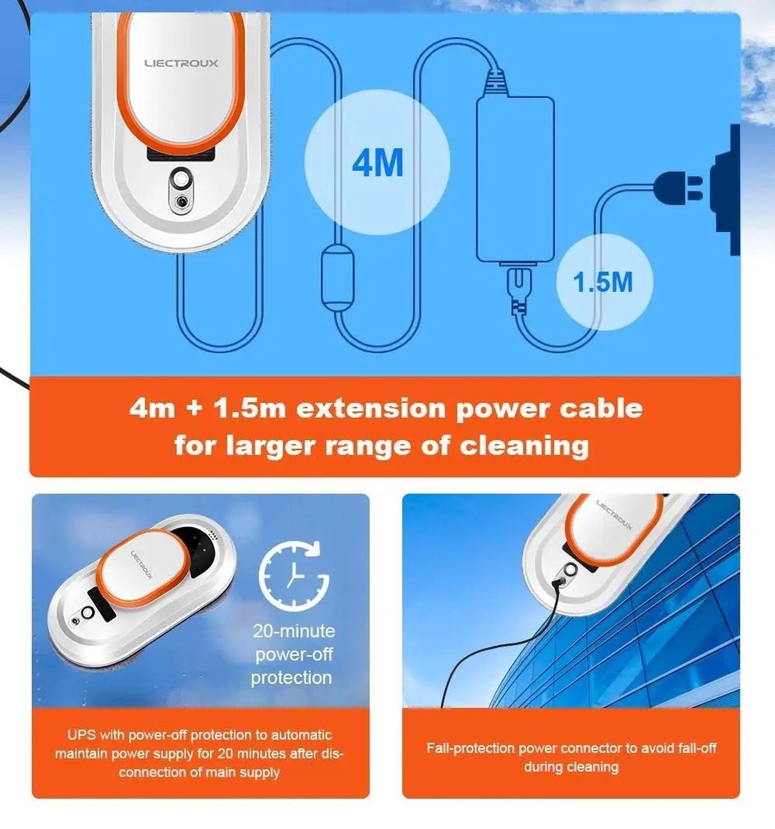 J&R Elektrische Raamreiniger - Robot - Ramen zemen - Ruitenreiniger - Glasreiniger - Automatische reiniger - Wit