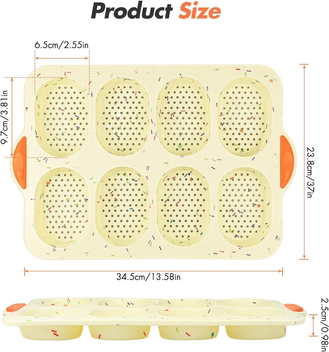 Baguette bakvorm, broodjes, bakplaat, siliconen met oliekwast, broodjes bakvormen, mini-stokbrood, bakplaat, anti-aanbak, baguettevorm, siliconen vormen, 8 eenheden, bakvorm, brood, knapperig