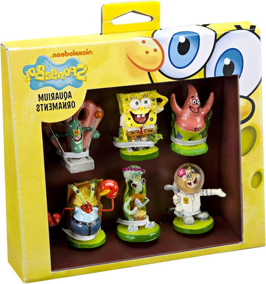 6-Piece Spongebob Mini Aquarium Ornaments Set - Ideal for Saltwater and Freshwater Tanks - Model SBR1A