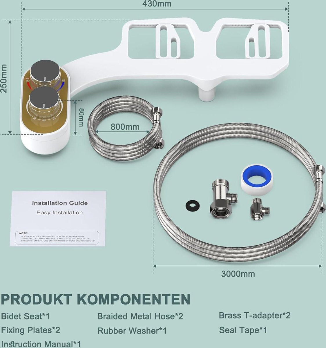 Retractable self-cleaning bidet attachment for toilet - dual nozzles - adjustable water pressure - posterior wash - warm water - hygienic - Taharet - toilet seat attachment