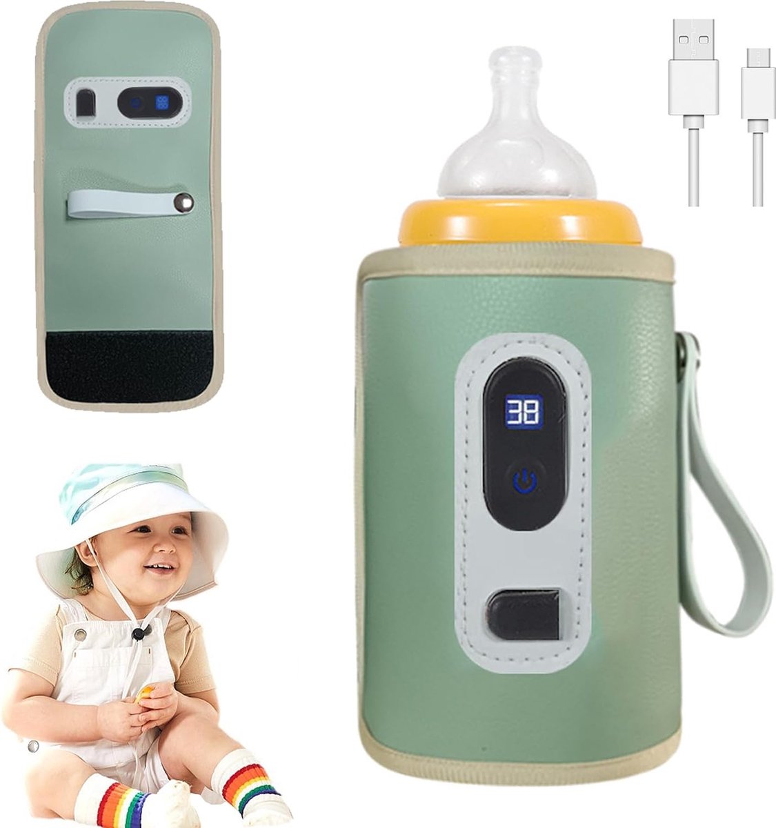 Portable Bottle Warmer - Wireless - Suitable for most bottles - For on the go - Milk warmer - Various temperatures