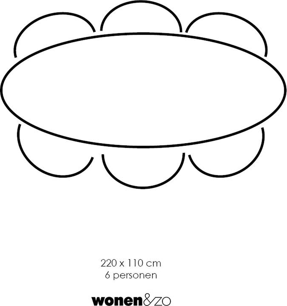 Sfeerwonen en Zo® Eettafel ovaal 220x110 cm mangohout ZWART