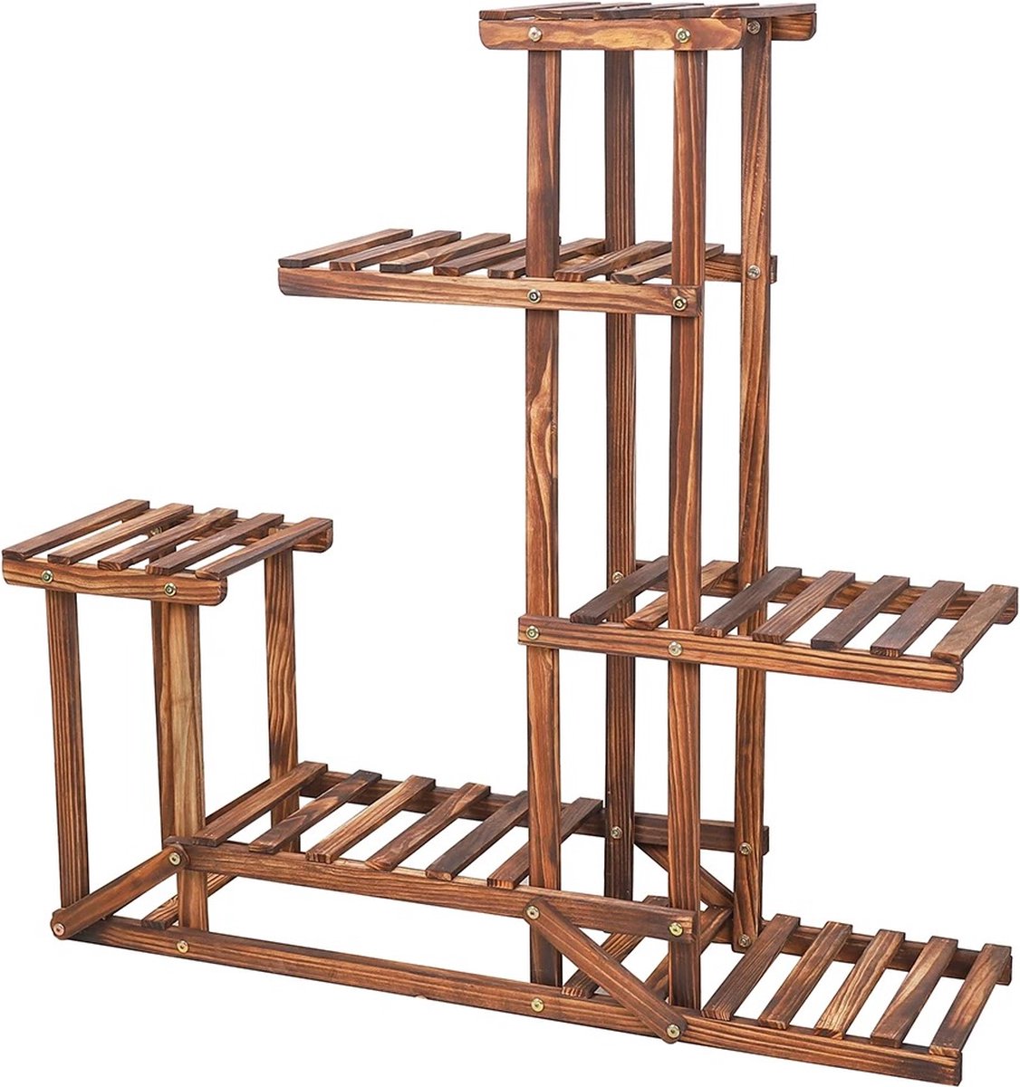 Plantentribune - 6-laags - Hout - Plant - Bloemen - Plantenrek voor binnen en buiten - 95cm x 96cm x 25 cm