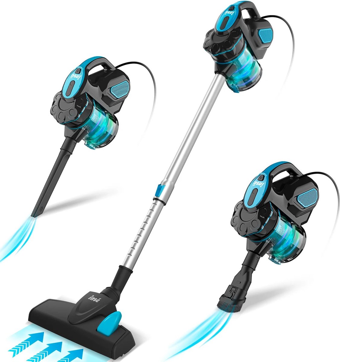 Luxe Steelstofzuiger 3-in-1 - 18000 Pa - Kruimeldief - Steelstofzuiger - 1,2 Liter Stofbak - 23 KPA/600WATT - 6M snoer - HEPA Filter - LUX Design - voor Tapijten en Harde Vloeren - Blauw