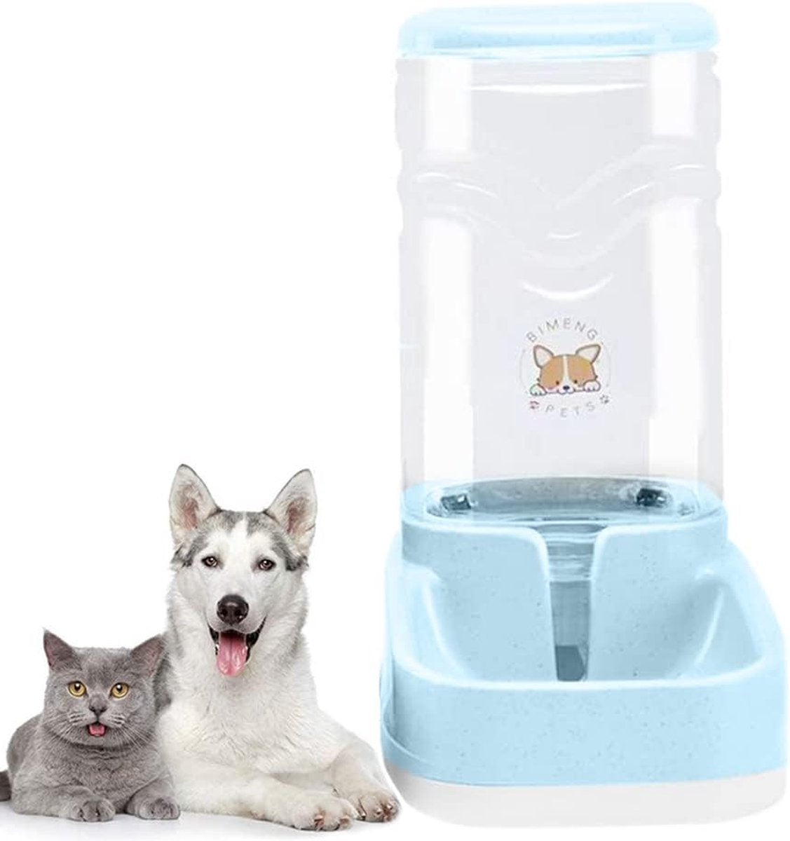 Automatic Food and Water Dispenser for Cats and Dogs, 3.8 L, Automatic Feeder and Water Dispenser in Set, Dog Bowl Water Bowl (3.8 L, Blue Pet Drinking)