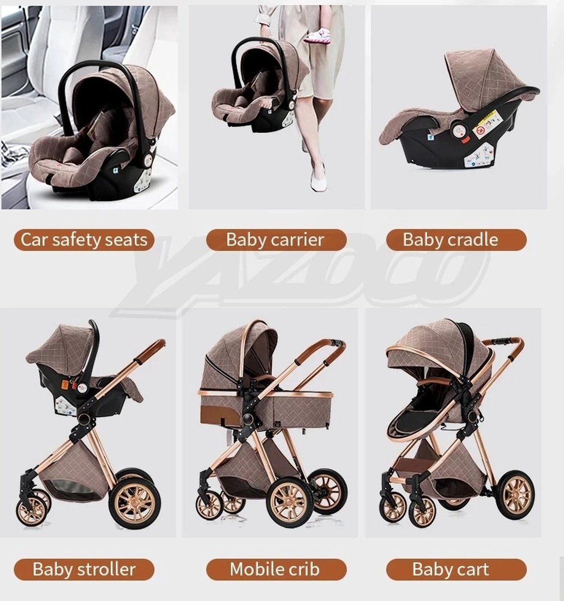Luxury Multifunctional 3-in-1 Combination Stroller - Quality Buggy - Buggies - Foldable Stroller - Maxi Cosi - Incl. Car Seat - dark grey
