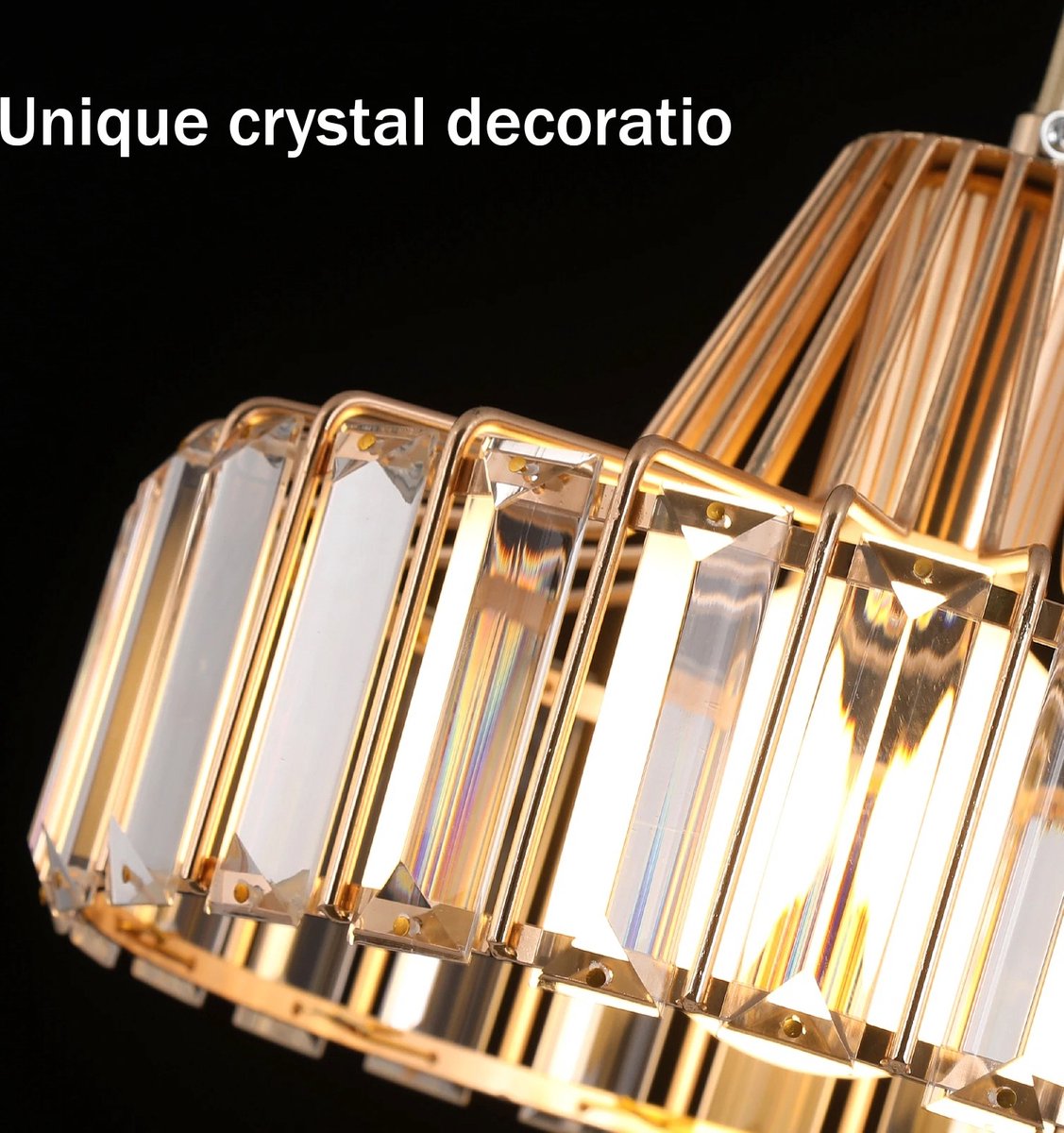 RM Store® - Luxe Kristallen Hanglamp - Eettafellamp - Hangende Plafondlamp - Woonkamerlamp - Scandinavische Moderne Lamp - Goud