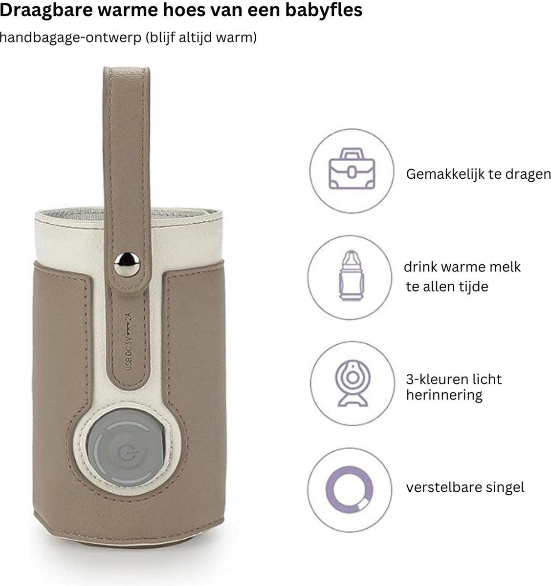 Portable Bottle Warmer - Bottle Warmer On-the-Go USB Rechargeable – Bottle Warmer With 3 Heating Levels – Suitable For Baby Bottles And Glass Cups