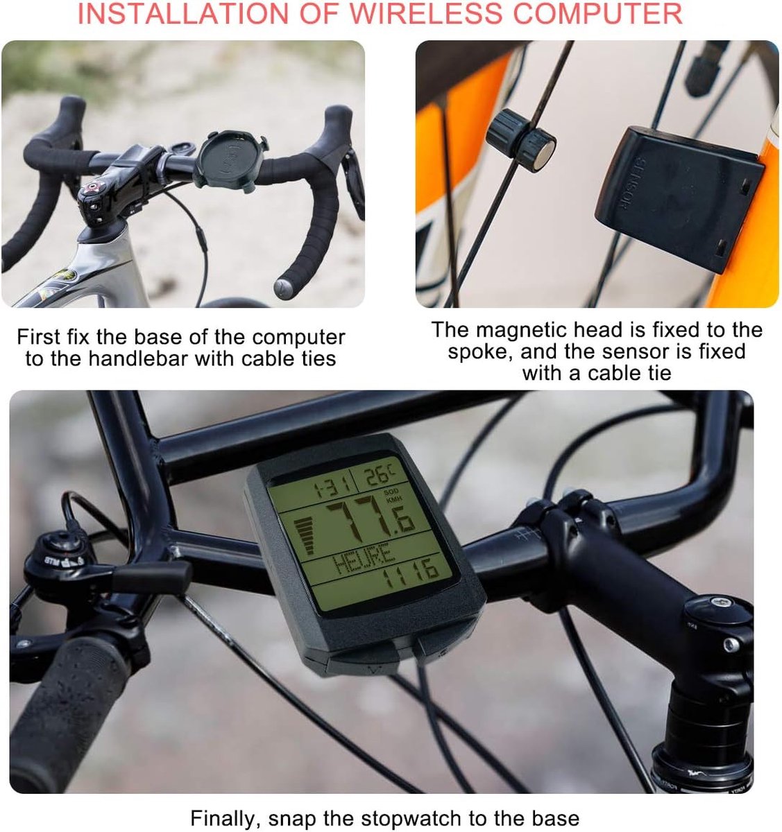 Kilometerteller Fiets - Fietscomputer Draadloos - Kilometerteller Draadloos - Kilometerteller Fiets - Kilometerteller Fiets Draadloos