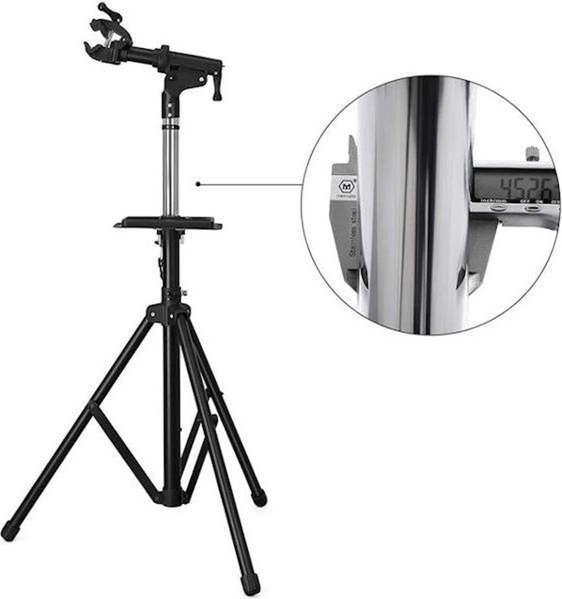 Decopatent® PRO Montagestandaard Fiets - 360° Draaibaar - Verstelbaar + Gereedschapsbakje - Fiets Montage reparatie standaard
