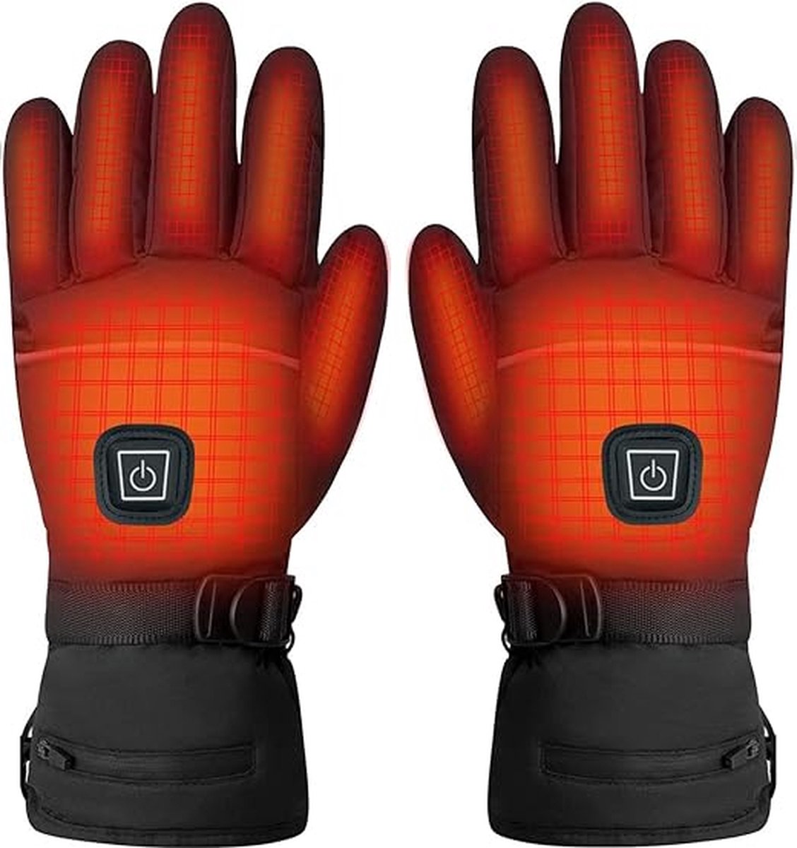 Heated gloves - Heated gloves - Electric heating - Winter - Includes Batteries - Rechargeable - Waterproof - Windproof - Black - Unisex - Onesize