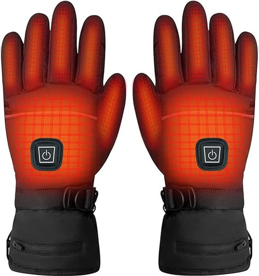 Heated gloves - Heated gloves - Electric heating - Winter - Includes Batteries - Rechargeable - Waterproof - Windproof - Black - Unisex - Onesize