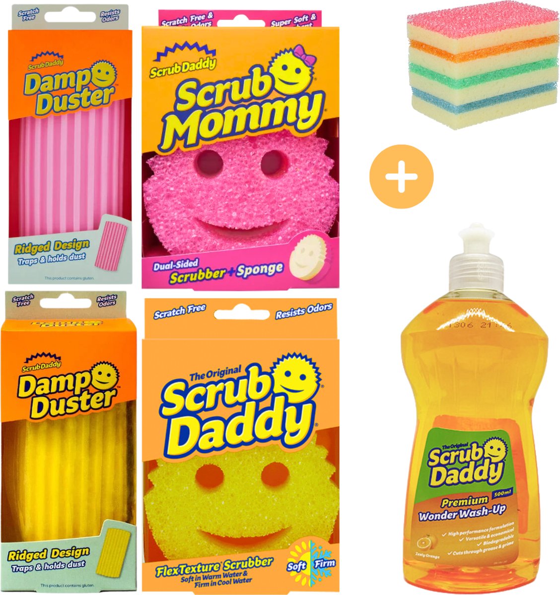 Scrub Daddy Cleaning Set with Dish Soap - Cleaning Trio - Wonder Sponge