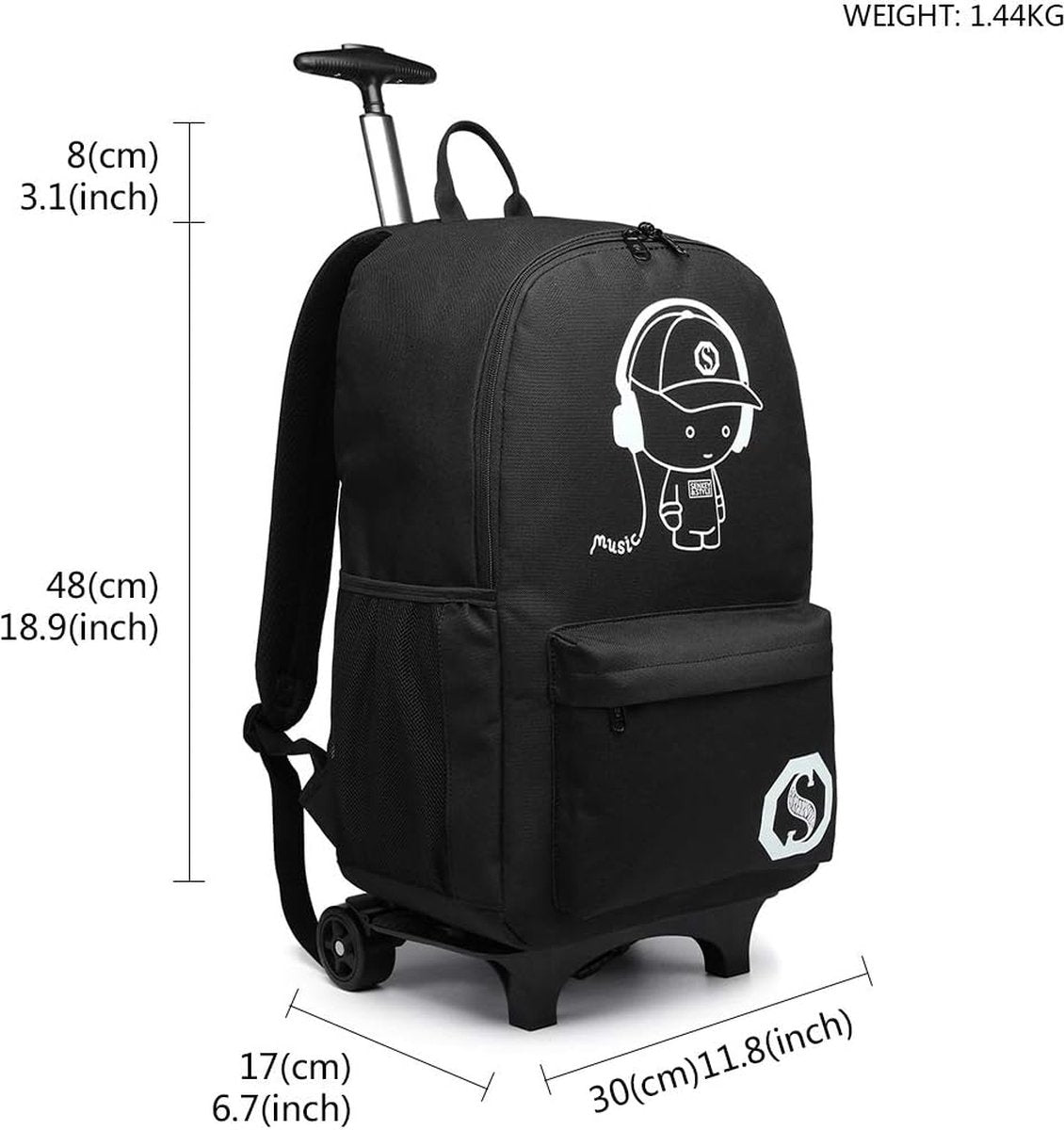 Handbagage rugzak met wielen businesstrolley reistas voor laptop polyester