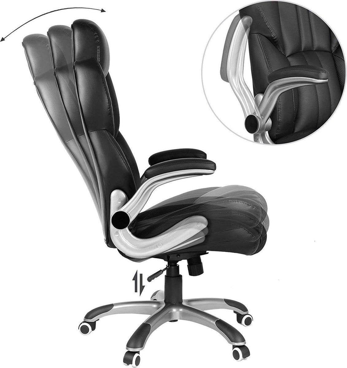Luxury Ergonomic Office Chair with Tilt Mechanism - Executive Manager's Chair Ergonomic - Office Chair with Height-Adjustable Headrest & Foldable Armrests - Faux Leather - Heavy Duty