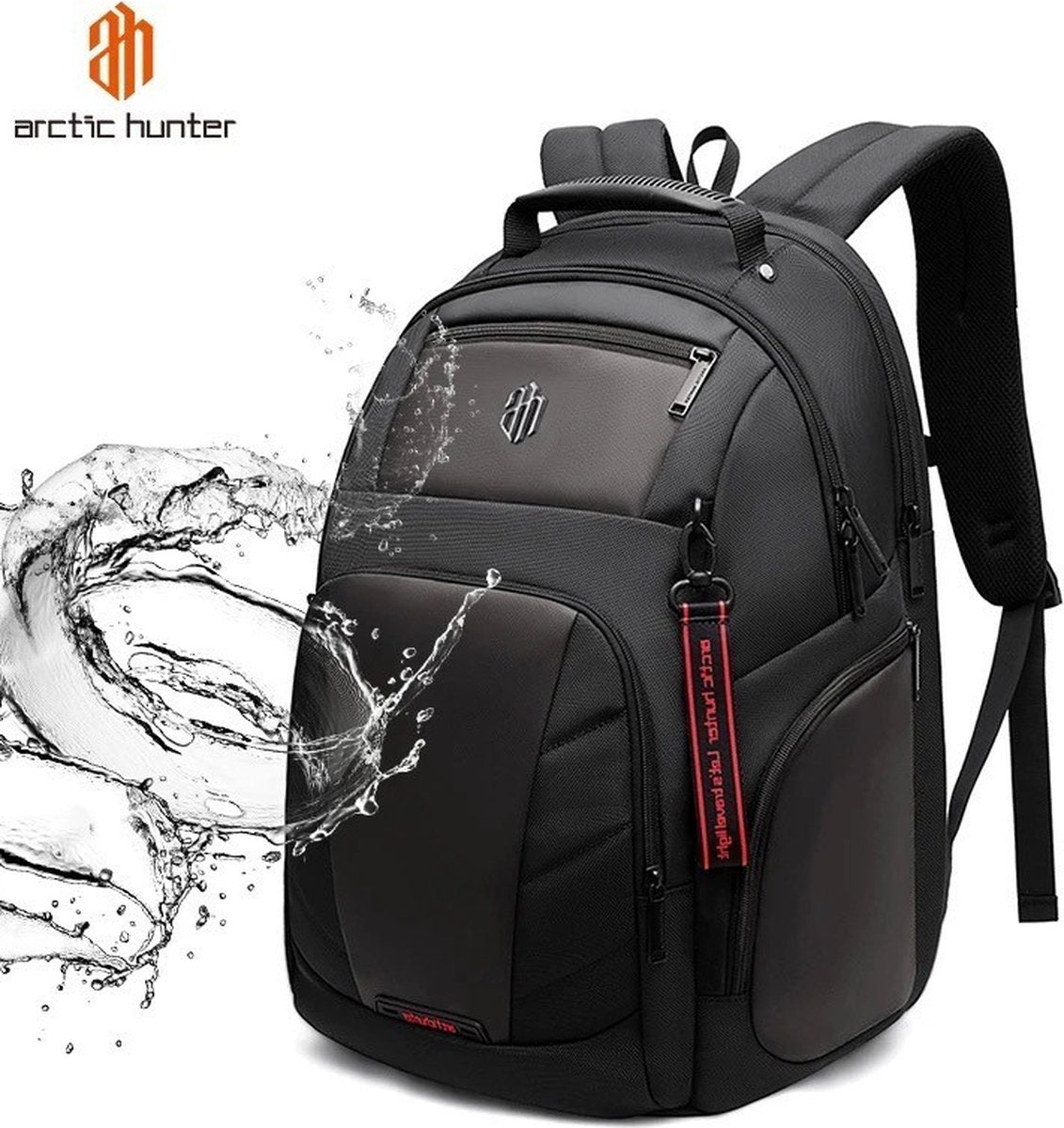 Arctic Hunter Rugzak - Laptoptas - Motorrugzak - Waterafstotend - Zwart - Lichtgewicht