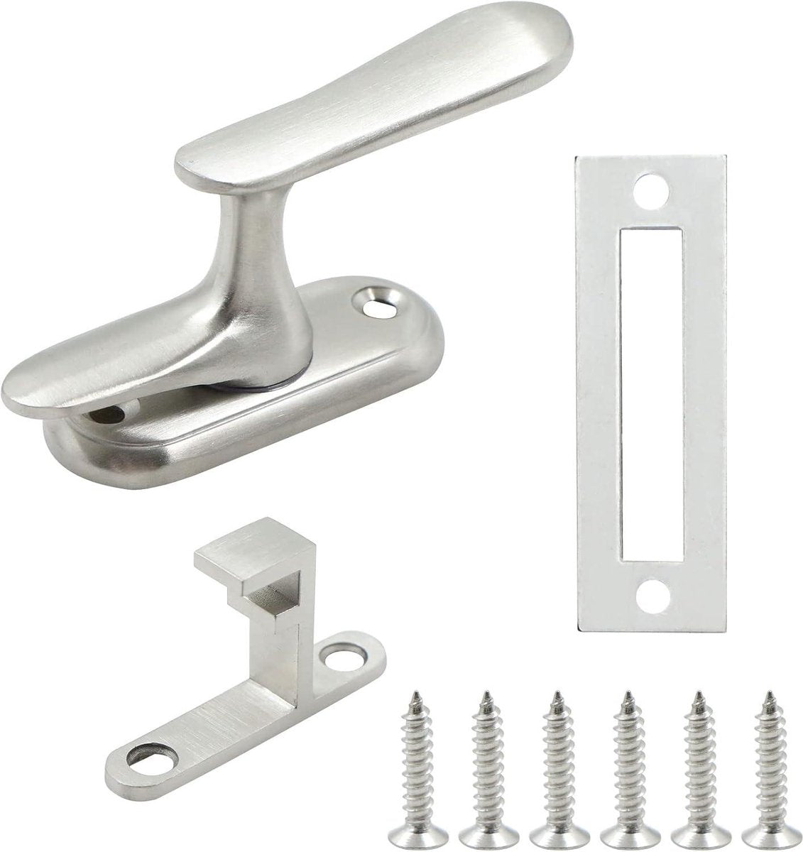 Door latch rotating handle stainless steel look - high and low pin locking - anti-theft protection - suitable for most doors - silver - 1 piece door handle latch
