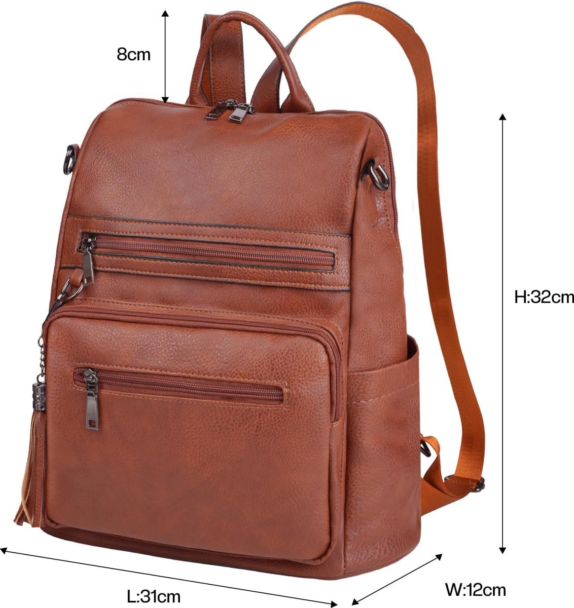Women's PU Leather Backpack - 32 x 31 cm - Compact size - Waterproof Casual laptop bag School Shoulder bag for Ladies