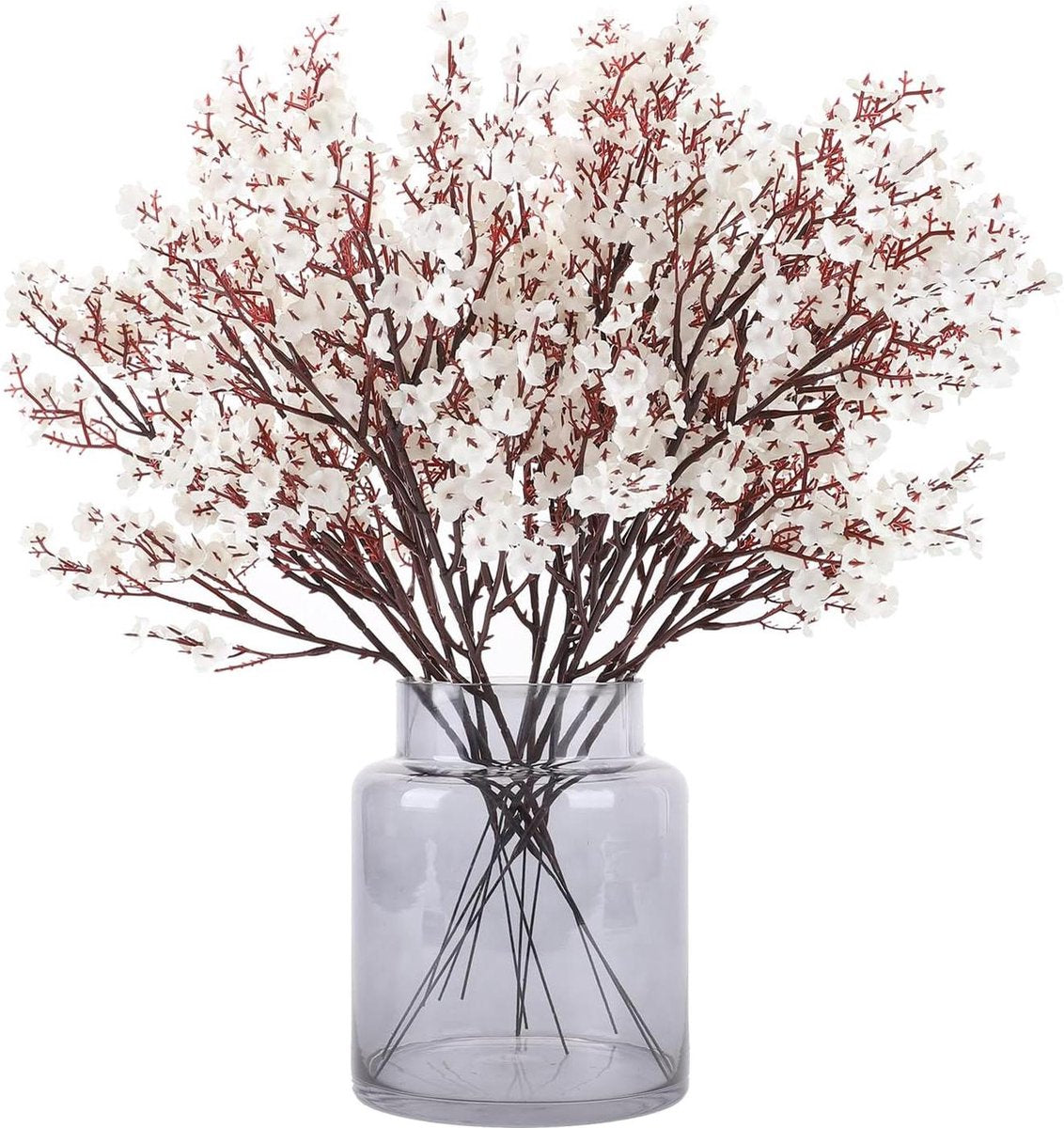 Kunstbloemen gipskruid DIY bruidsboeket - 12 stuks witte herfstdecoratie kunstboeket