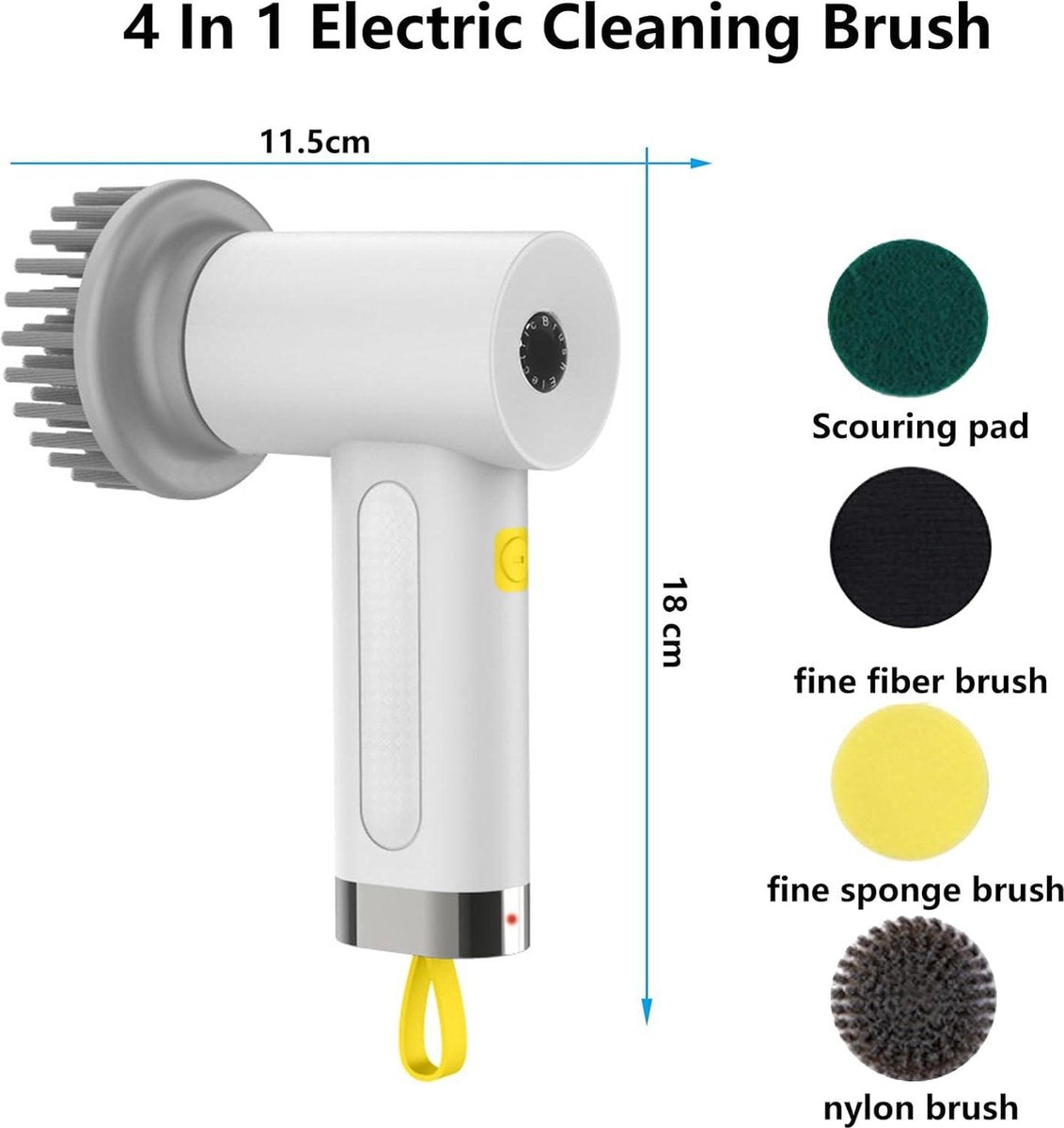 Electric Power Scrubber Cleaning Brush - 3 Brushes - Waterproof - Kitchen Bathroom Tiles