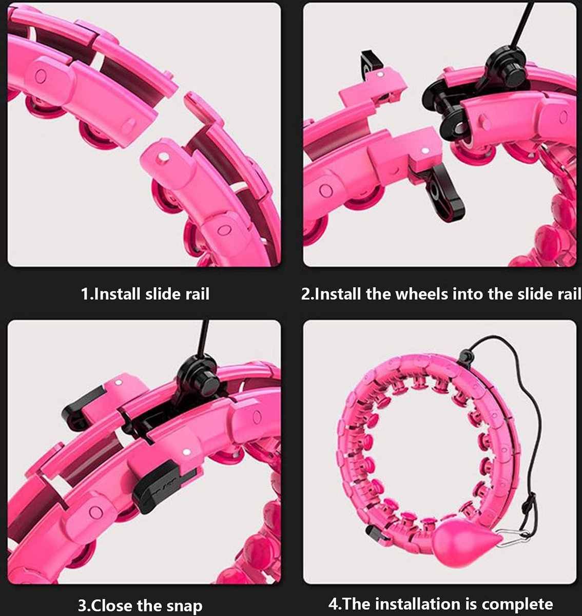Smart Fitness Hoelahoep voor Gewichtsverlies met Massagenoppen en 24 Afneembare Schakels - Geschikt voor Kinderen en Volwassenen - Beginners Afvallen Training Hula Hoop