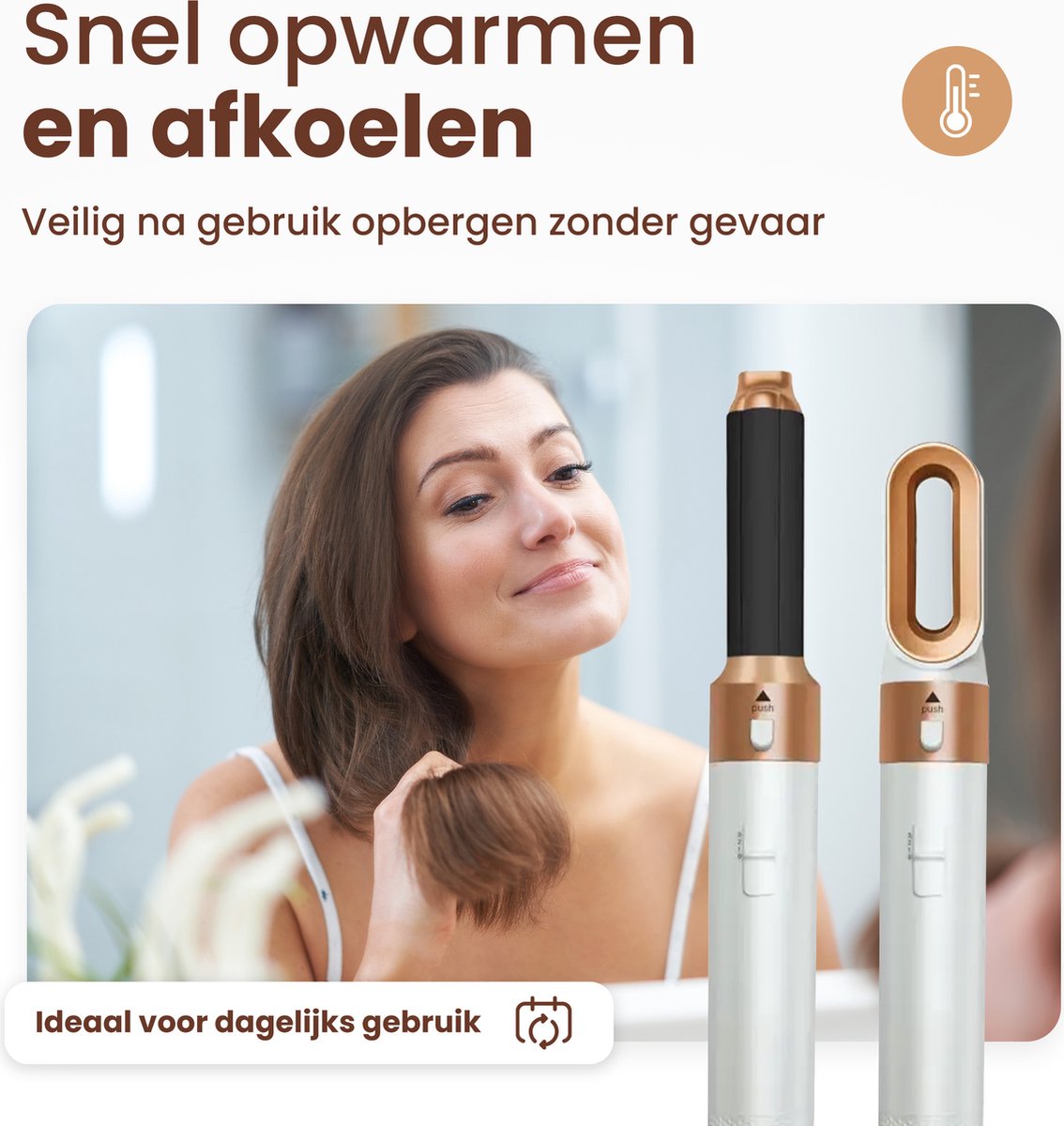 Airstyler Krultang 5-in-1 – Föhnborstel Roterend met Diffuser – Multistyler – 5 Opzetstukken – Kort & Lang haar – Haardroger