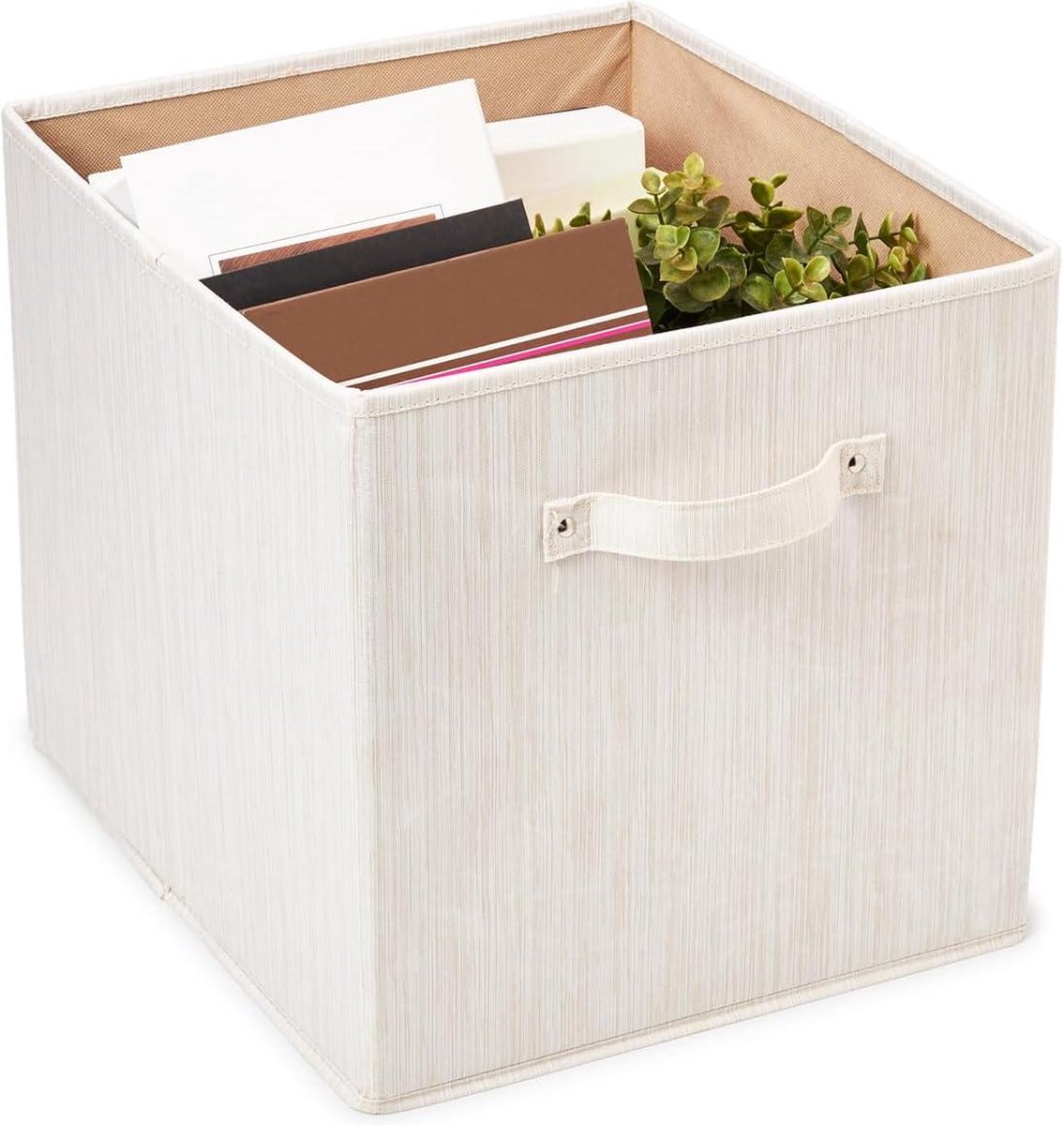 Storage Basket Cotton Foldable Storage Box with Handles for Nursery Toy Closet Beige 33x38x33 cm Storage Box - Storage Box